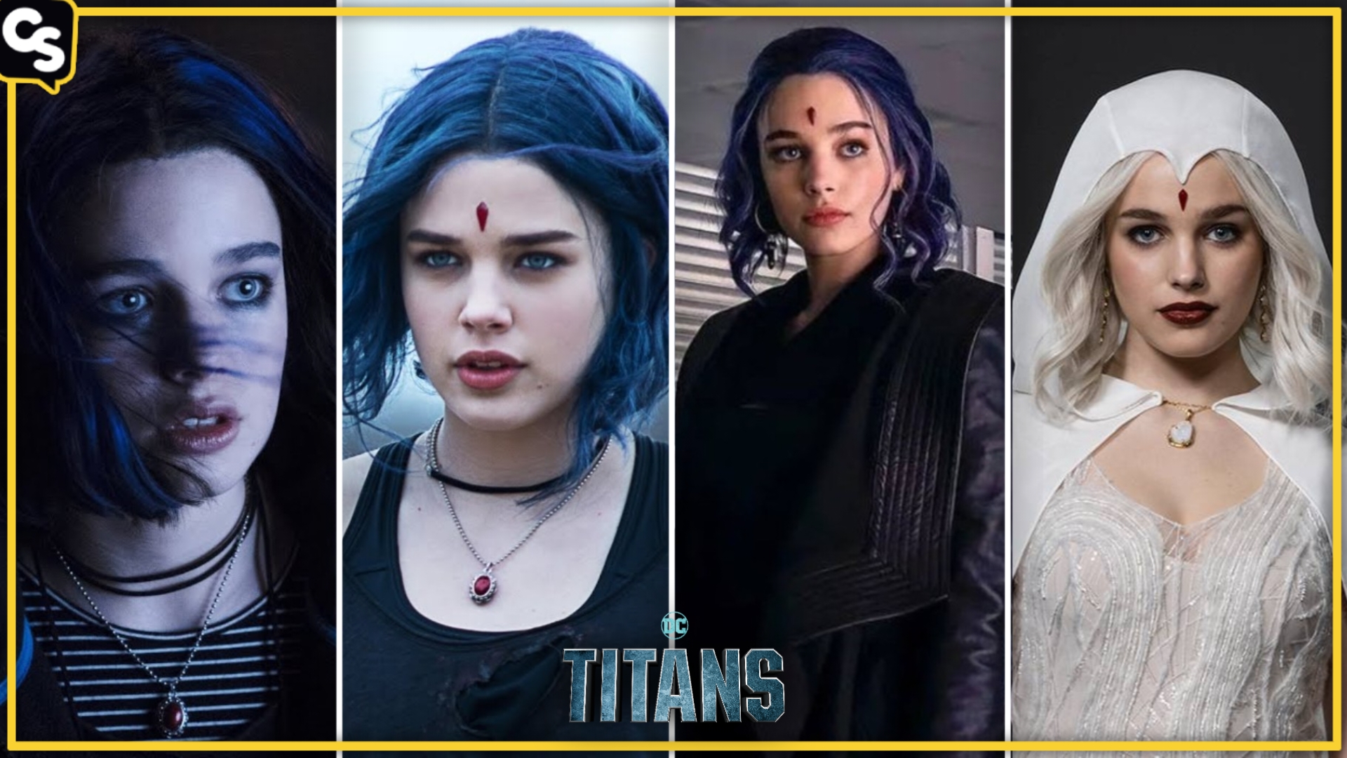 Teagan Croft dans le rôle de Raven/Rachel Roth dans les 4 saisons de la série DC Titans