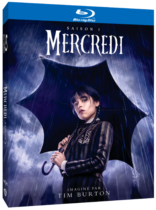 Jaquette Bluray de la saison 1 de Mercredi chez Warner Bros. Home Entertainment