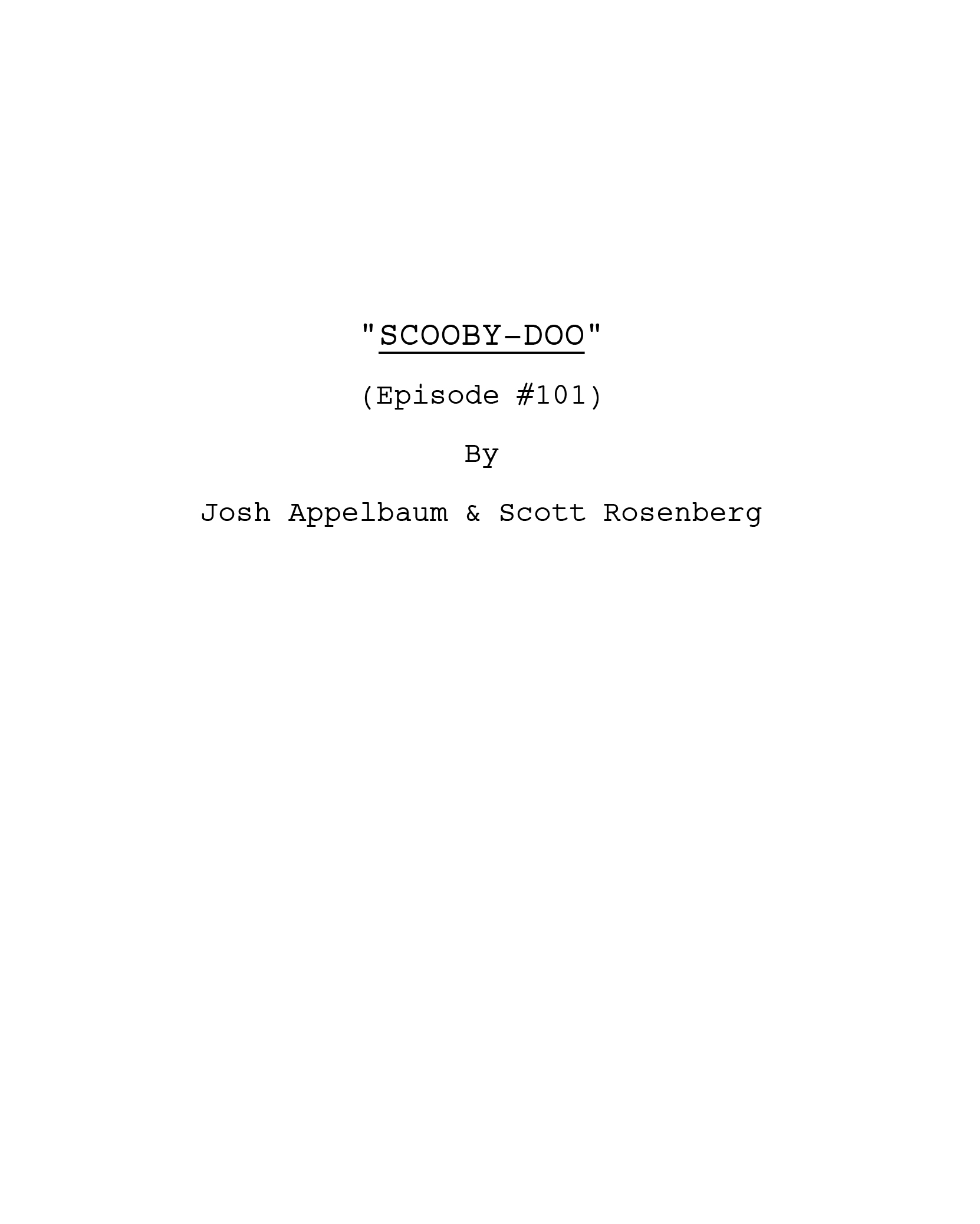 Netflix confirme la commande d'une série avec la première page du script du premier épisode de la sérlie live-action Scooby-Doo