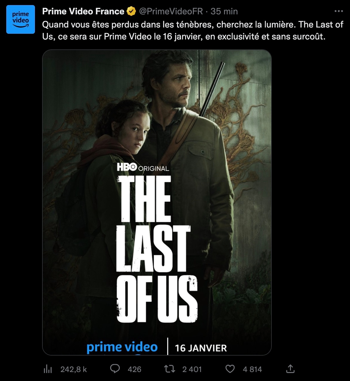 The Last of Us sera diffusé en France en exclusivité sur Prime Vidéo